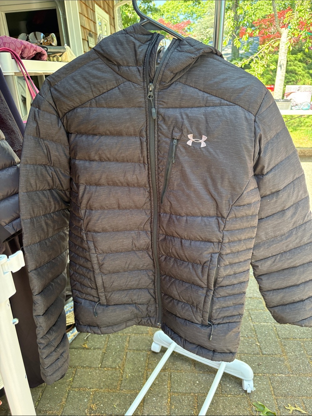 Men's Under Armour Charcoal Black Quilted Hooded Puffer Jacket